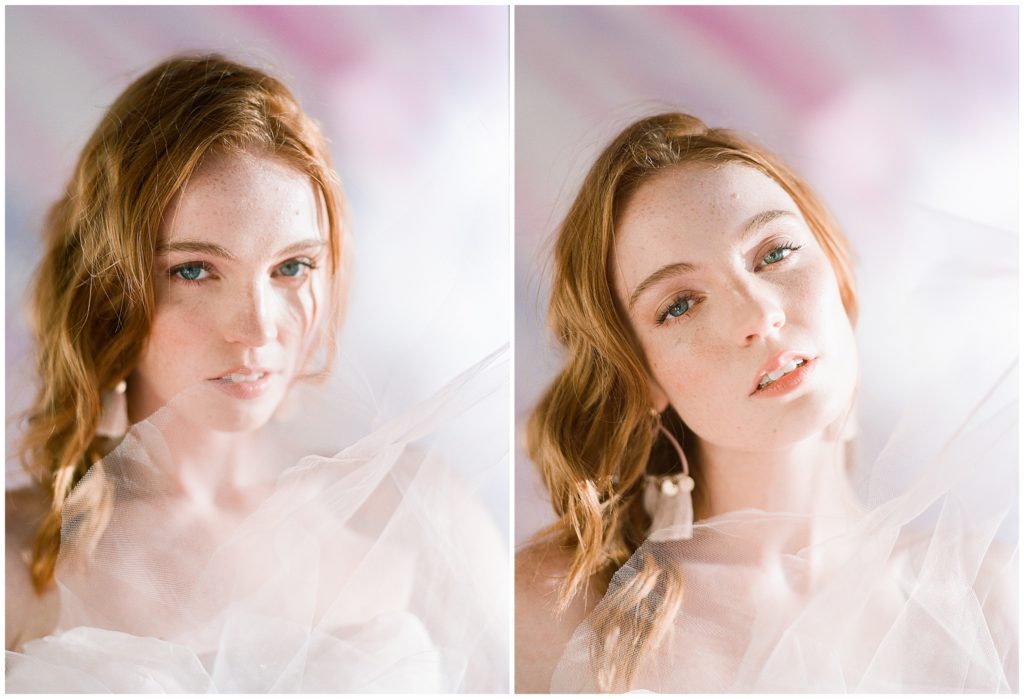 Intimate portraits of bride, featuring Beauty Bespoken hair and makeup, and Claire LaFaye wedding gown