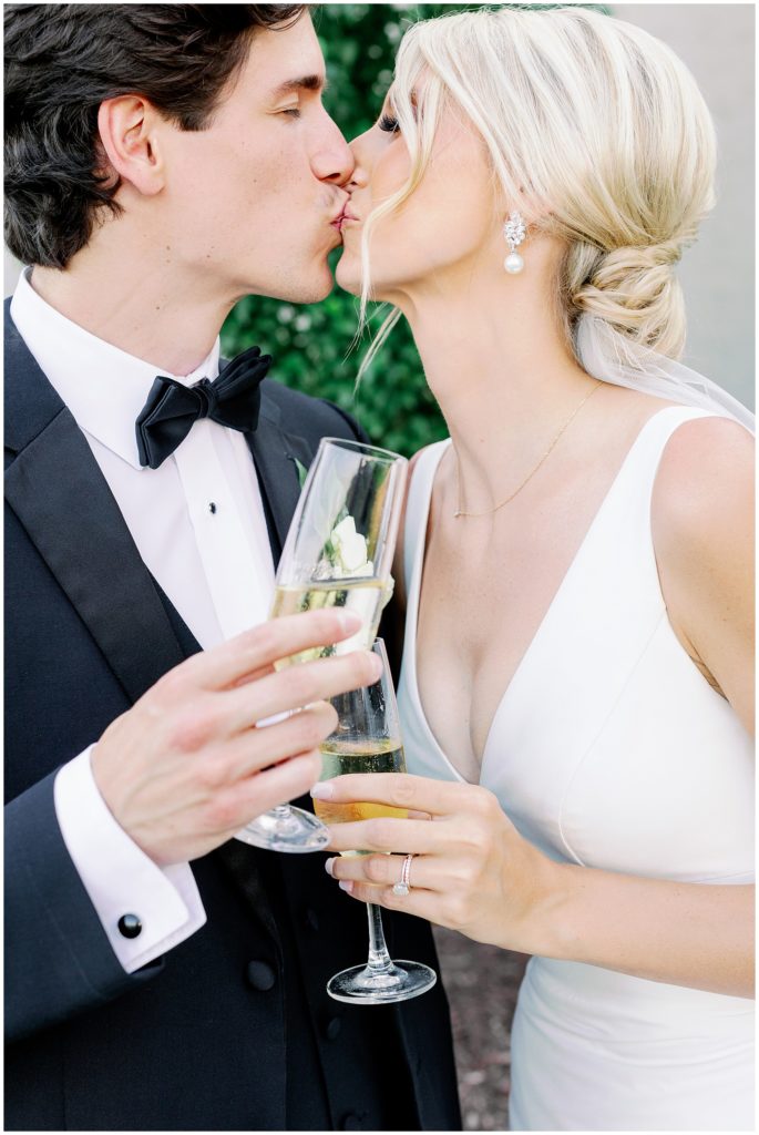 Fine art portrait of a wedding couple and their champagne at Bavaria Downs