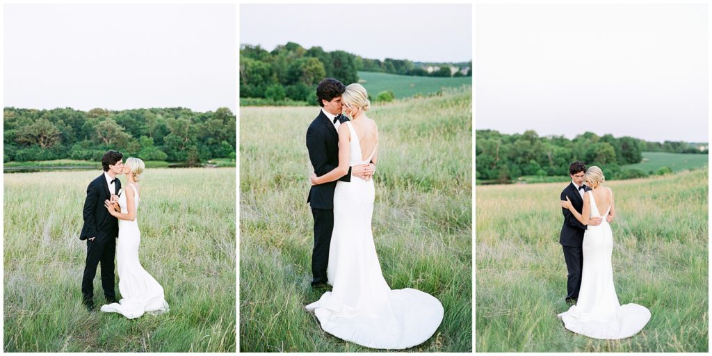 Collage of bride and groom images of a summer field on Portra 400 film at Edward Anne Estate Bavaria Downs