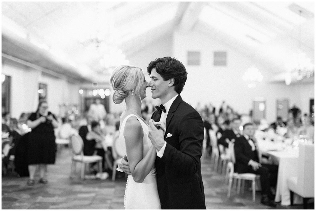 First dance between bride and groom in Minnesota ballroom wedding reception