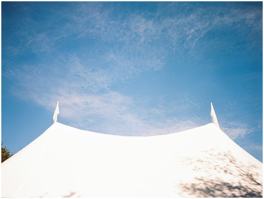 White sailcloth tent at estate wedding in Minnesota
