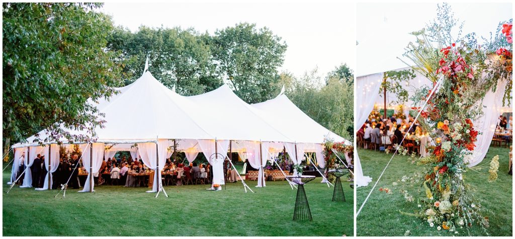 Sailcloth tent details for outdoor summer wedding in Minneapolis Minnesota